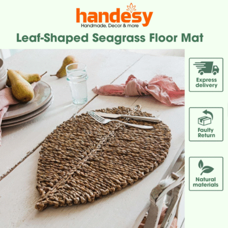 Leaf-Shaped Seagrass Mat – Stylish Home Decor & Photo-Ready
